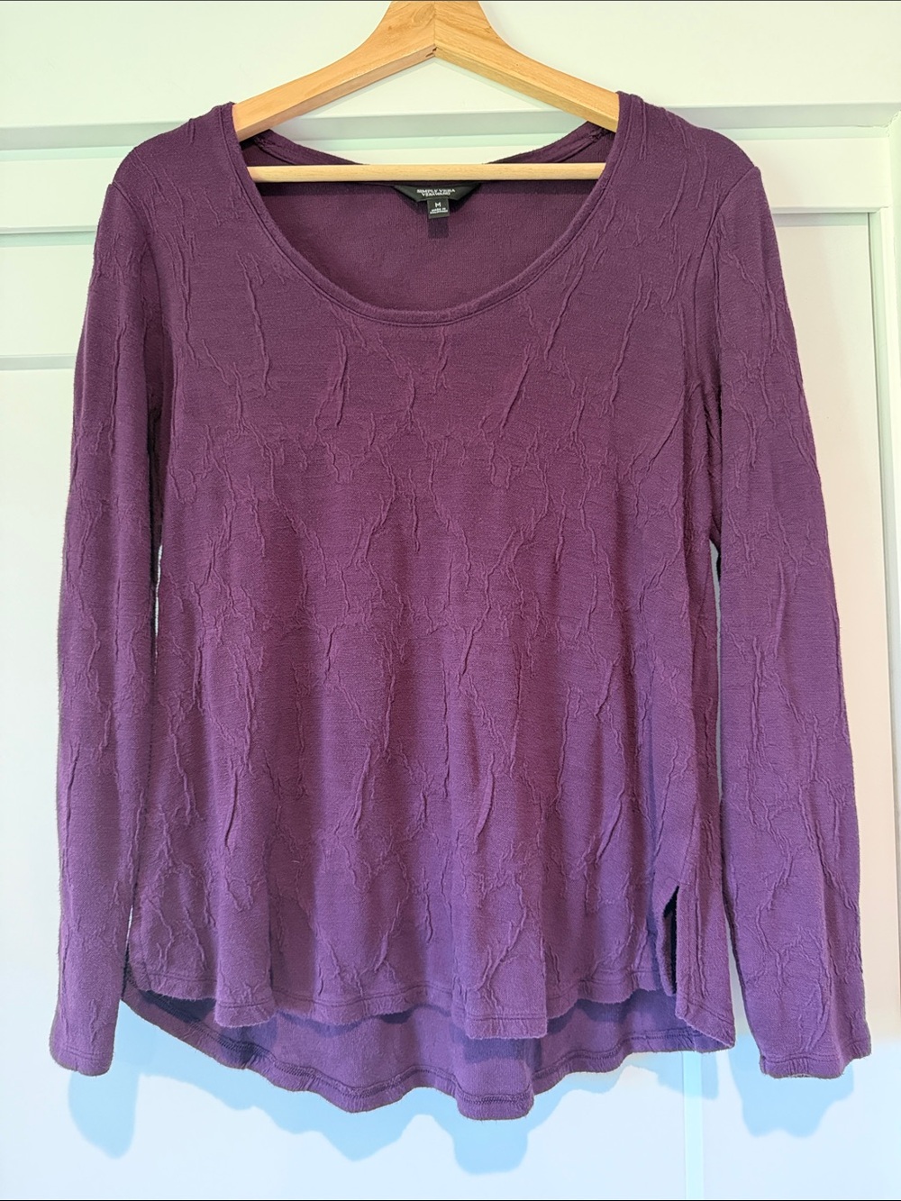 Simply Vera Vera Wang Plum Textured Long Sleeve Scoop Neck Top